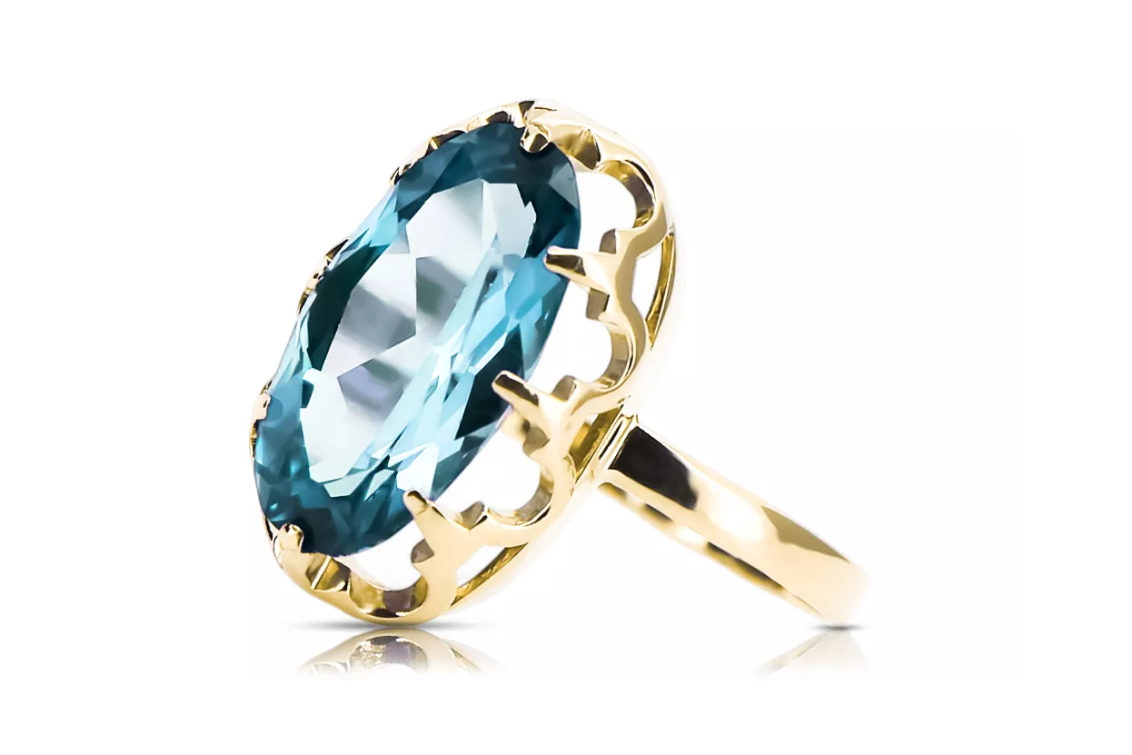 Žiedas Akvamarinas 14k geltono aukso Vintage vrc253y